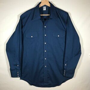 Malco Modes Men's 16½ 34 Blue Long Sleeve Pearl Snap Button Shirt
